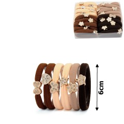 Набір резинок для волосся з мікрофібри коричневий з фігурками в коробочці (15400)