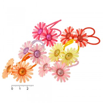 Набір дитячих тонких гумок для волосся з квіткою (6438)