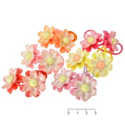 Набір дитячих тонких резинок для волосся з квіткою (6444)