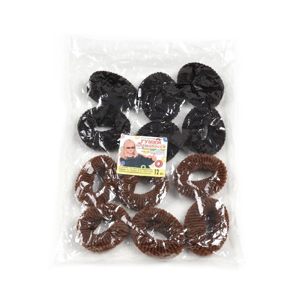 Набір великих махрових резинок для волосся Калуш 6см (28288) коричневий 3
