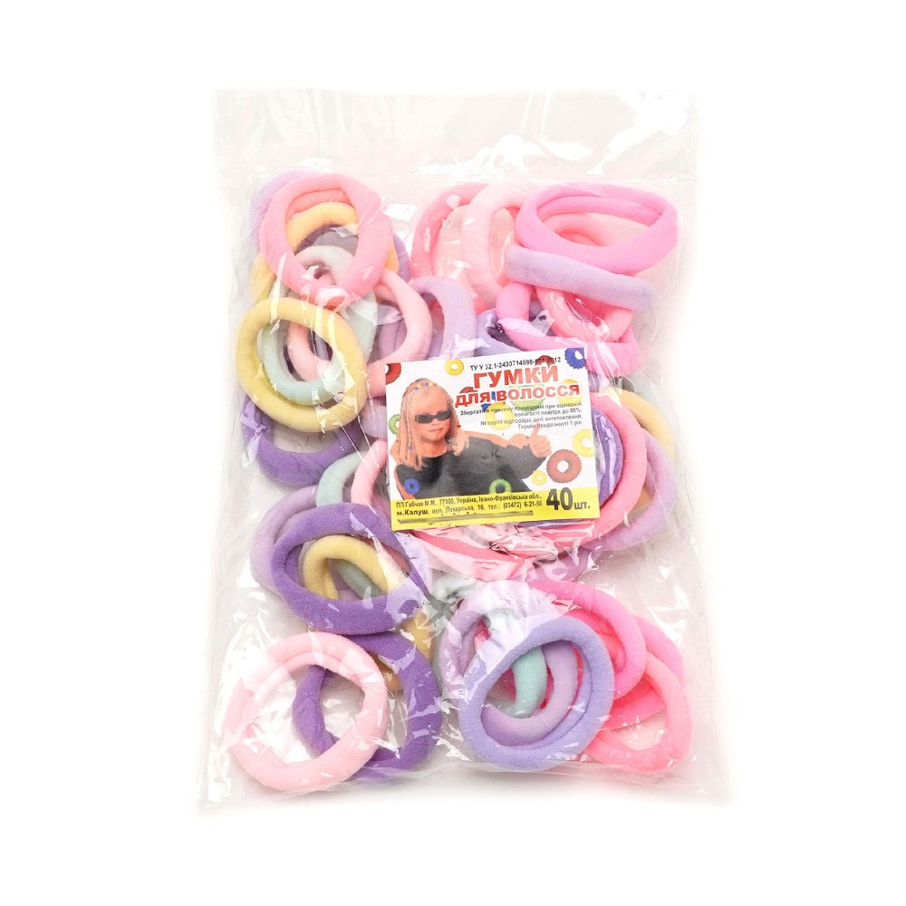 Набір резинок для волосся з мікрофібри Калуш 4.5см Candy mix (31290) 3
