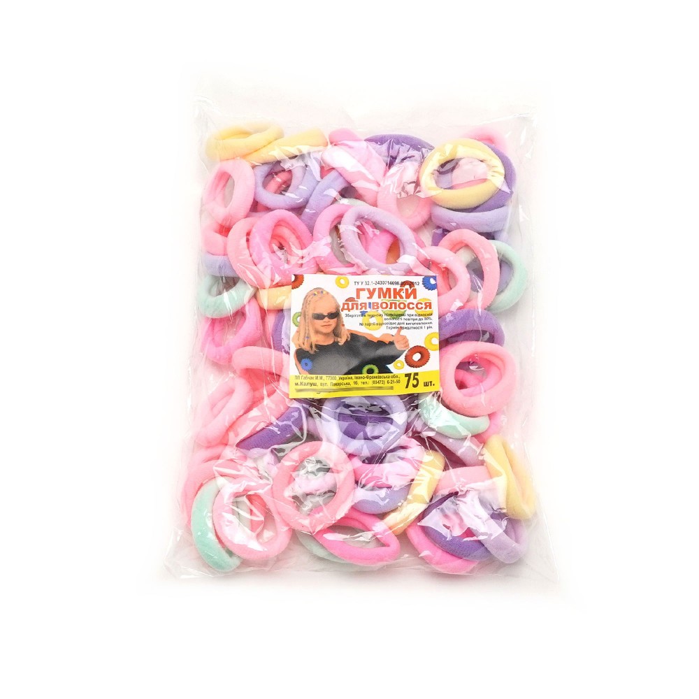 Набір резинок для волосся з мікрофібри Калуш 3.5см Candy mix (31292) 3