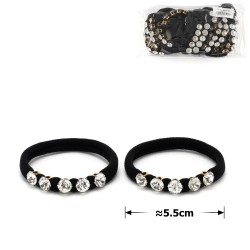 Набір резинок для волосся з мікрофібри зі стразами чорні (12506)