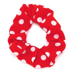  Резинка для волосся із софтової тканини з принтом великий горошок 10см (16039)