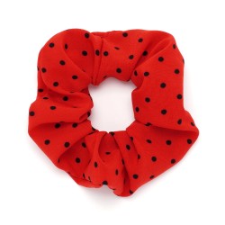  Резинка для волосся із софтової тканини з принтом дрібний горошок 10см (16040)