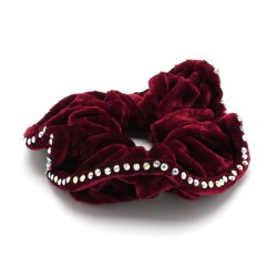  Резинка для волосся велюрова з хамелеоновими стразами (25392)