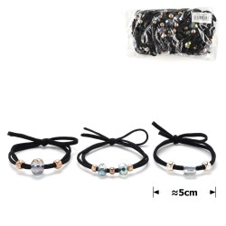 Набор двойных резинок для волос со стеклянными камнями (15031)