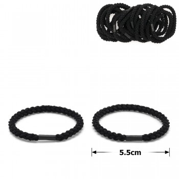 Набор плетеных резинок для волос черный (15851)