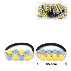 Набір резинок для волосся з намистинами синьо-жовтого кольору (25795)