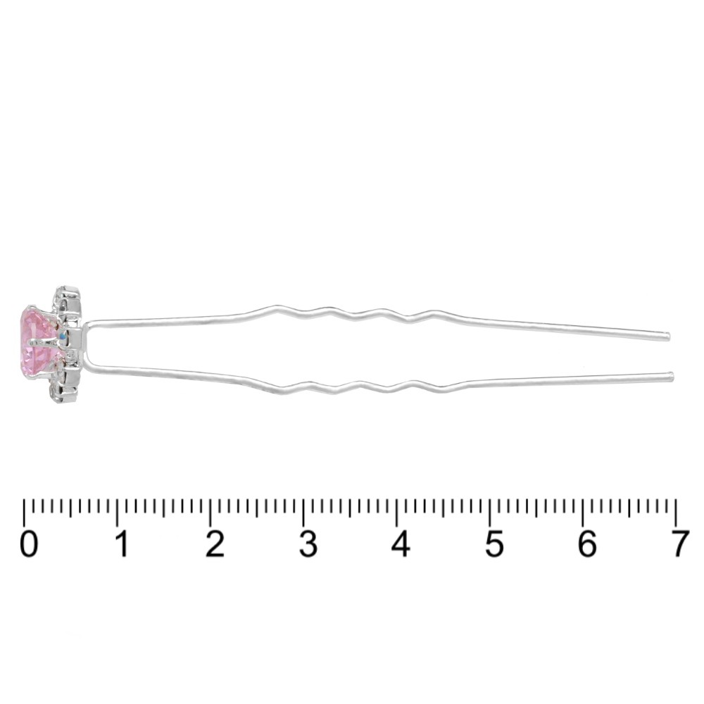 Набір шпильок для волосся з кришталевим каменем рожевого кольору 6шт (11821) 2