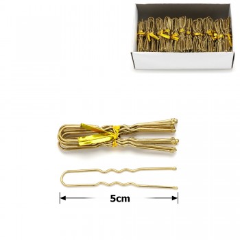 Шпильки для волос в коробочке 5см золотые (50 связок по 10шт) 12120