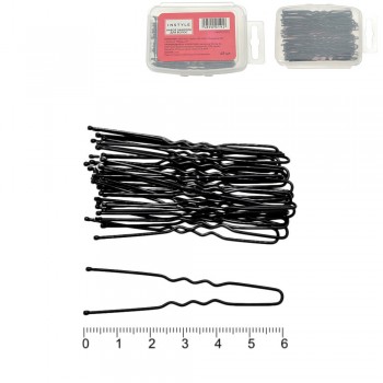 Шпильки для волос в пластиковой коробочке 6см чёрные 12950