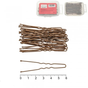 Шпильки для волос в пластиковой коробочке 6см коричневые 12951
