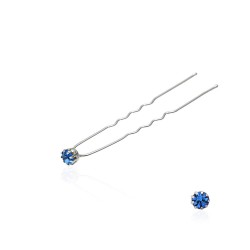 Набір шпильок для волосся зі стразами синього кольору (9 лапок) 36шт (14436)