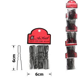  Набір шпильок на стрічці 6см чорний (5х20шт) (15754)
