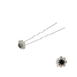 Набір шпильок для волосся шпильок для волосся квітка зі страз чорного кольору 24шт (3026)