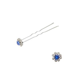 Набір шпильок для волосся шпильок для волосся квітка зі страз синього кольору 24шт (3029)