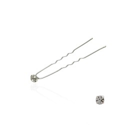 Набор заколок шпилек для волос со стразами белого цвета (4 лапки) 36шт (3083)