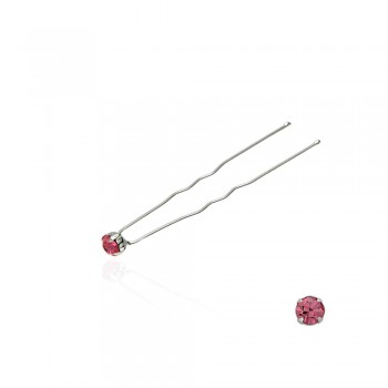Набір шпильок для волосся зі стразами рожевого кольору (4 лапки) 36шт (3086)