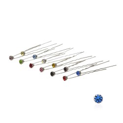 Набір шпильок для волосся з різнокольоровими стразами (9 лапок) 36шт (4844)