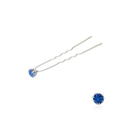 Набір шпильок для волосся зі стразами синього кольору (9 лапок) 36шт (4848)