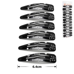 (39-11995) Набор заколок-хлопушек для волос Love You 6.4см