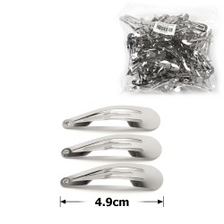 (33-12847) Набір заколок-хлопушок для волосся 4.9см 100шт сріблястий