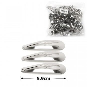 (34-12849) Набір заколок-хлопушок для волосся 5.9см 100шт сріблястий