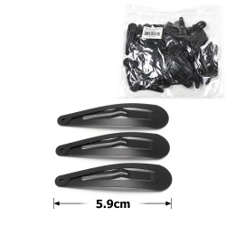 (34-12850) Набор заколок-хлопушек для волос 5.9см 100шт черный