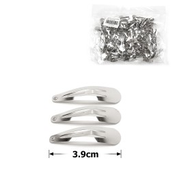 (32-12975) Набор заколок-хлопушек для волос 3.9см 100шт серебристый