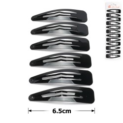 (37-13728) Набор заколок-хлопушек для волос 6.5см глянцевый черный