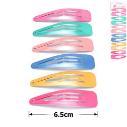 (37-13849) Набір заколок-хлопушок для волосся 6.5см глянсовий кольоровий