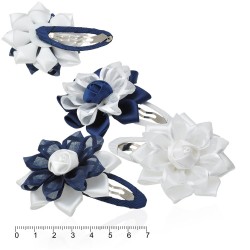 Набор заколок тик-таков для волос с бантом сине-белые (14521)