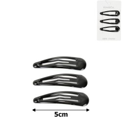 (42-15415) Набір заколок-хлопушок для волосся 5см глянсовий чорний з напиленням