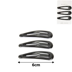 (45-15416) Набір заколок-хлопушок для волосся 6см глянсовий чорний з напиленням