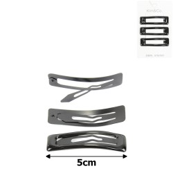 (53-15417) Набір заколок-хлопушок для волосся 5см глянсовий чорний з напиленням