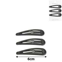 (45-15420) Набор заколок-хлопушек для волос 6см матовый черный с напылением