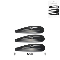 (44-15637) Набор заколок-хлопушек для волос 6см матовый черный