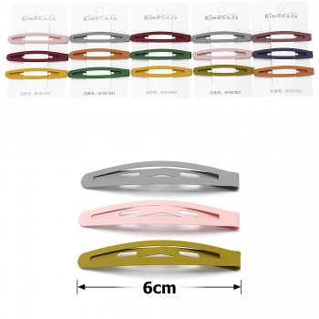 (48-15648) Набор заколок-хлопушек для волос 6см матовый цветной