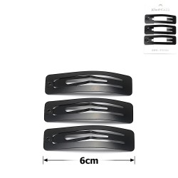 (55-15658) Набір заколок-хлопушок для волосся 6см матовий чорний