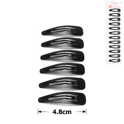 (31-647) Набір заколок-хлопушек для волосся 4.8см матовий чорний