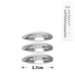(11-31562) Набор заколок-хлопушек для волос 3.7см серебристый