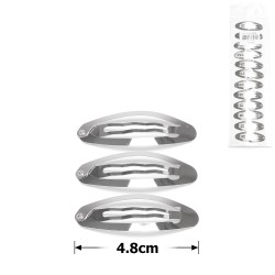(12-31563) Набір заколок-хлопушок  для волосся 4.8см сріблястий