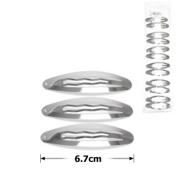 (14-31565) Набір заколок-хлопушок  для волосся 6.7см сріблястий