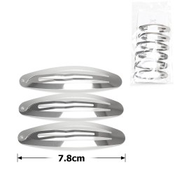 (15-31566) Набір заколок-хлопушок  для волосся 7.8см сріблястий