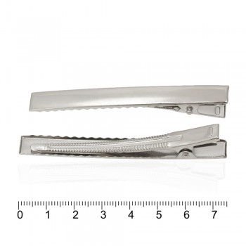 Заколка уточка заготовка — 7.5cm серебристая металл 12127