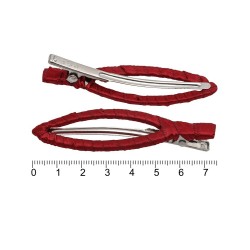 Набір заколок-качечок заготовок з атласною стрічкою 7.5см червоний (12714)