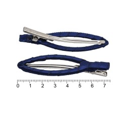 Набір заколок-качечок заготовок з атласною стрічкою 7.5см синій (12716)