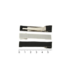 Набір заколок-качечок заготовок з репсовою стрічкою 5.7см чорний і білий (13642)