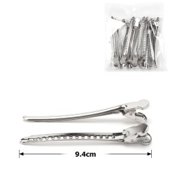 Набір металевих перукарських заколок-качечок 9.4см сріблястий (29261)